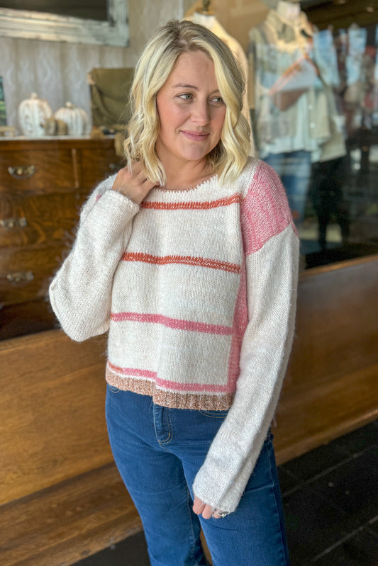 Mona Striped Pink Sweater