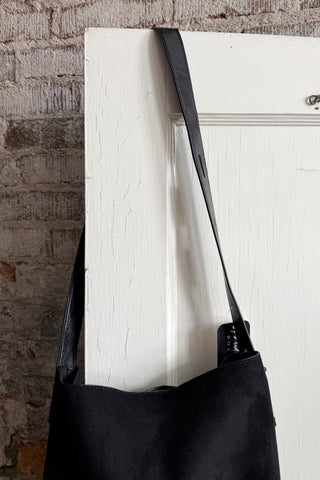 Adjustable Black Bucket Tote Bag