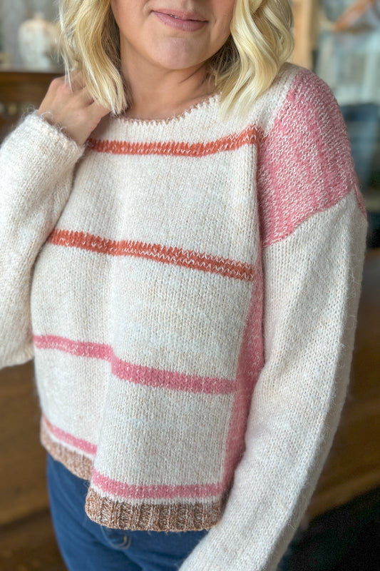 Mona Striped Pink Sweater