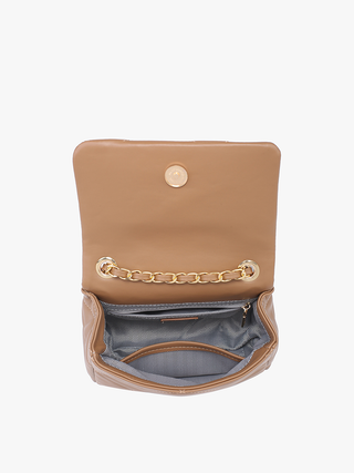 Prague Quilted Brown Crossbody w/ Chain Strap
