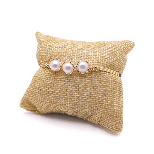 Perla Gold and Pearl Bangle Bracelet