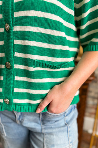 Evergreen Charm Striped Cardigan