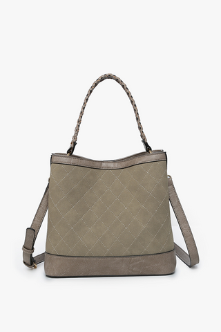 Maude Quilted Grey Taupe Satchel