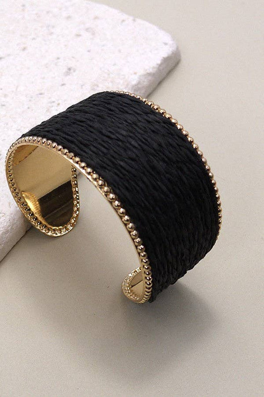 Black Raffia Cuff Bracelet