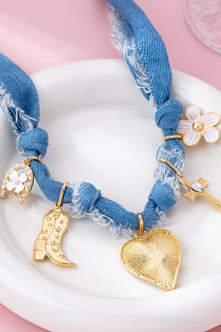 Faith & Fringe Denim Charm Necklace