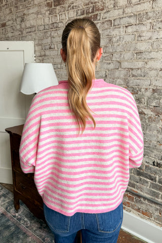 Candy Pink Striped Cardigan
