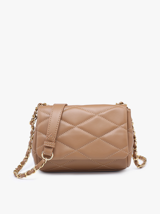 Prague Quilted Brown Crossbody w/ Chain Strap