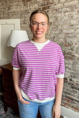 Brighter Days Stripe Oversized Pullover Top (+ Curvy)