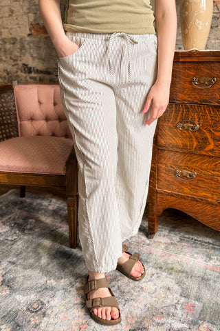 Dusty Sage Striped Summer Days Drawstring Pants