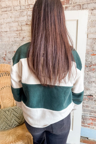 Hunter Green Fleece Rugby Polo