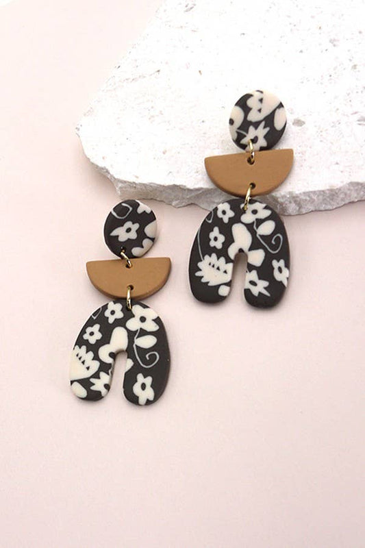 Neutral Floral Polymer Clay Earrings
