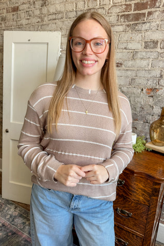 Mocha Stripe Relaxed Sweater