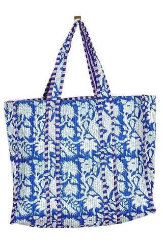 Blue Organic Reversible Quilted Tote Bag