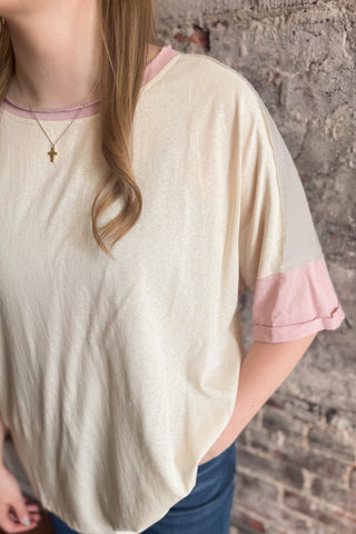 Lavender Mist Color Block Short Sleeve Top