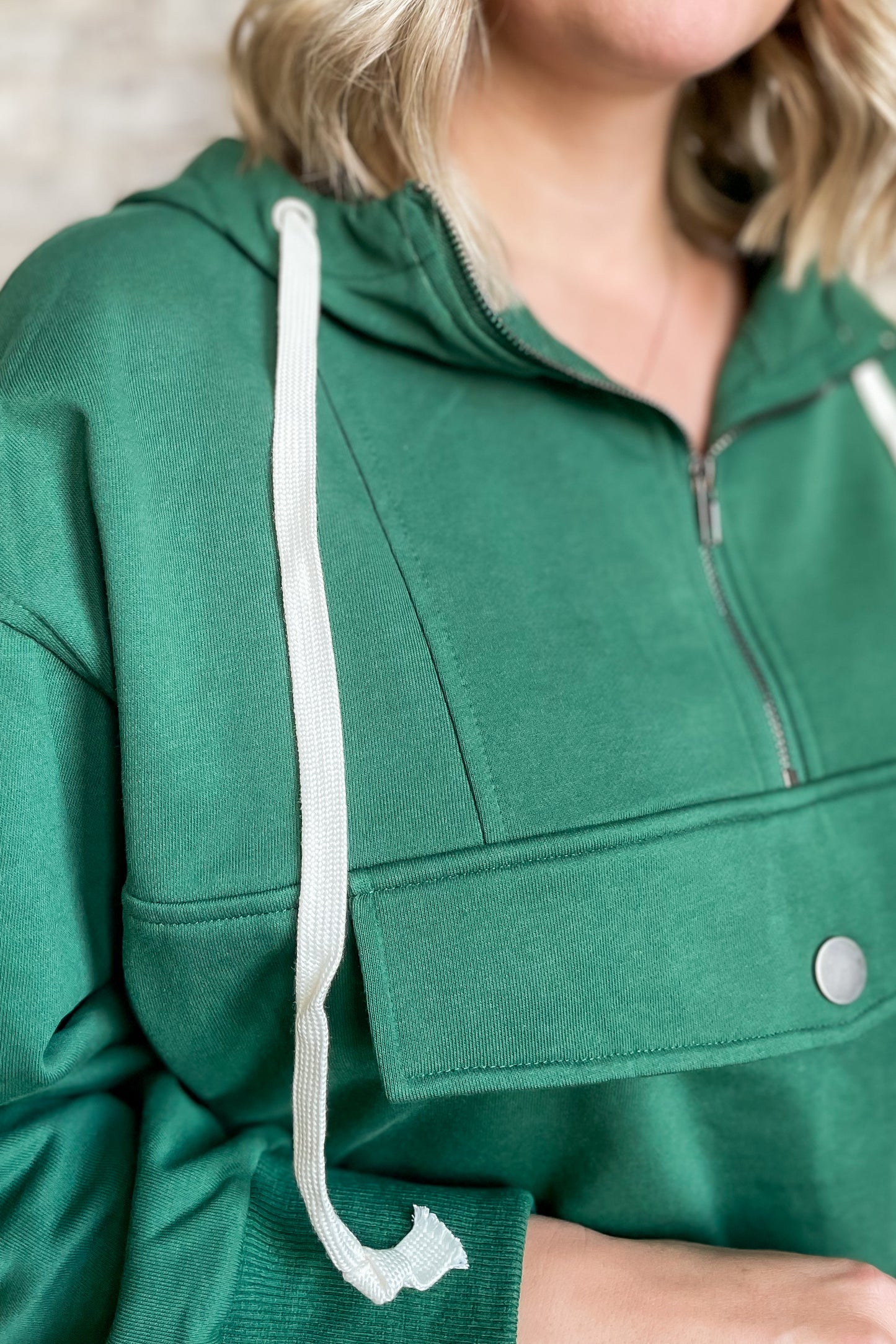 Hunter Green Snap Button Hoodie