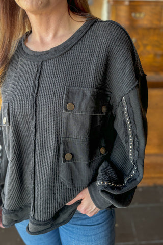 Black Pocket Thermal Top