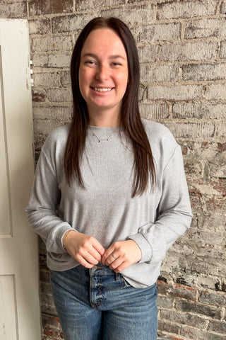 Heather Gray Melange Long Sleeve Tee (+Curvy)