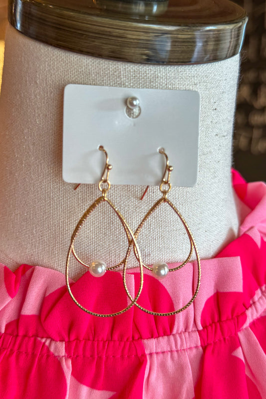 Gold Pearl Teardrop Earrings