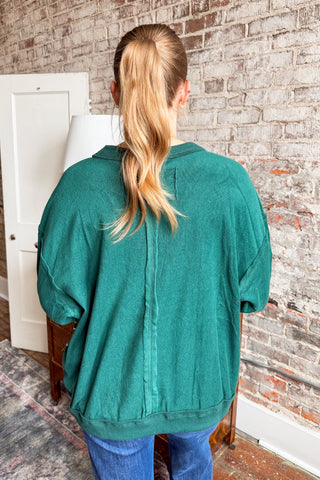 Green Multi Stripe Terry Knit Sweater