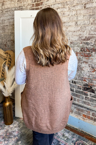 Pecan V-Neck Sweater Vest Top