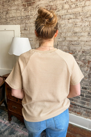 Cream Ribbed Everyday Tee