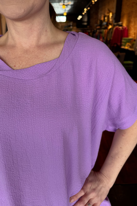 Lavender Twisted Hem Airflow Top