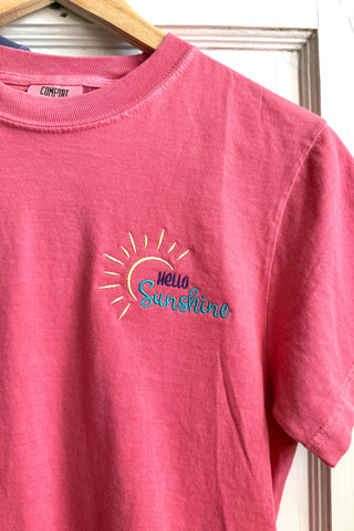 Hello Sunshine Embroidered Pocket Graphic Tee