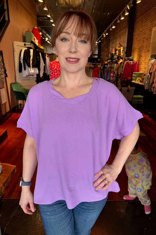 Lavender Twisted Hem Airflow Top