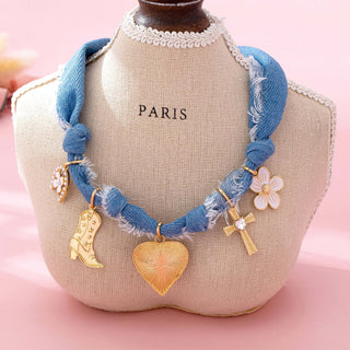Faith & Fringe Denim Charm Necklace
