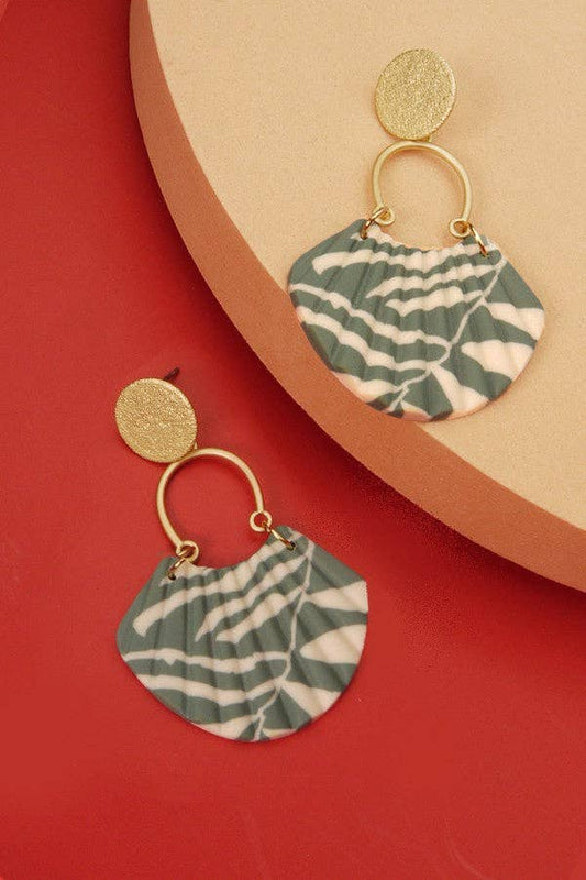 Green Wave Polymer Clay Earrings