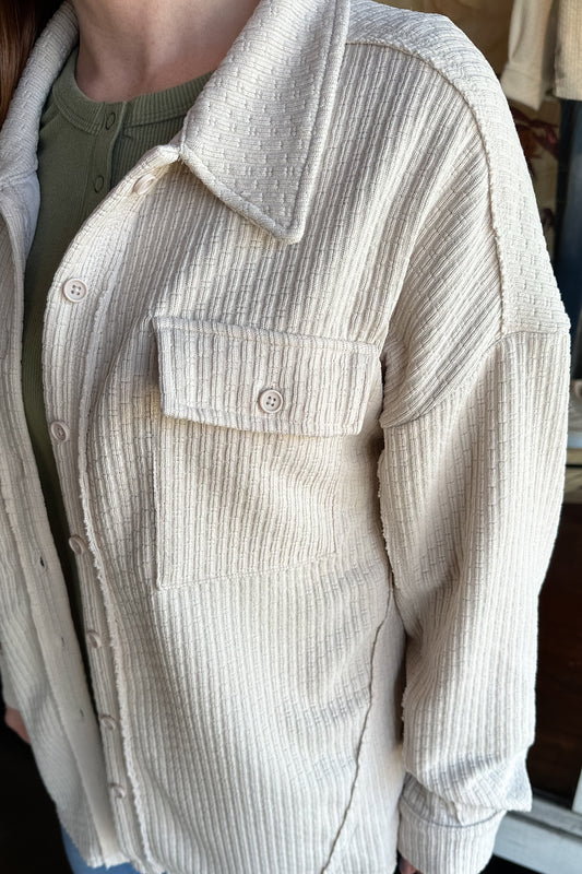 Cream Textured Shacket