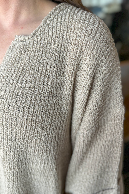 Mocha Three Quarter Sleeve Sweater