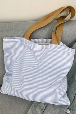 Blue Organic Colorful Stripe Tote Bag