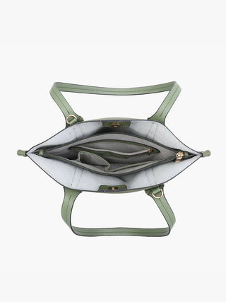 Micah Whipstitch 3-Compartment Olive Tote