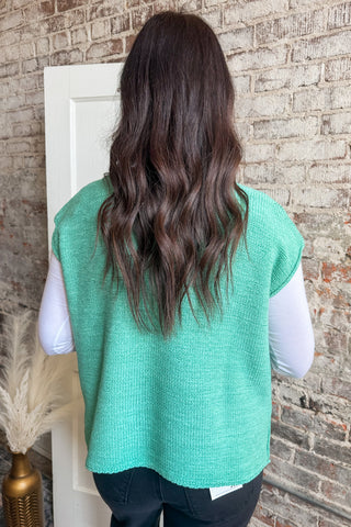 Dusty Teal Crewneck Sweater Vest