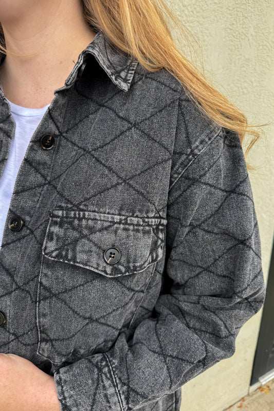 Libbey Quilted Black Denim Jacket