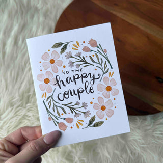 "to the happy couple" Pink Florals Wedding Card