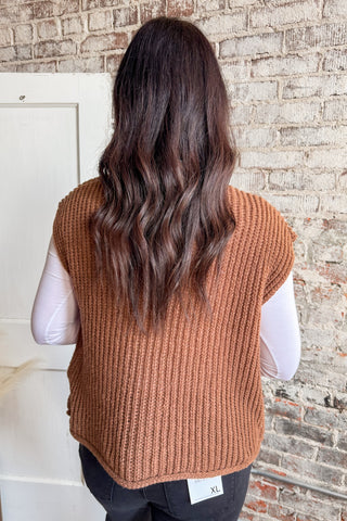 Dark Camel 4 Button Sweater Vest