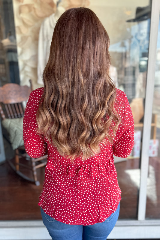 Polka Dot Ruffled Red Top