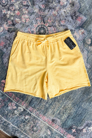 Butter Yellow Drawstring Sweat Shorts