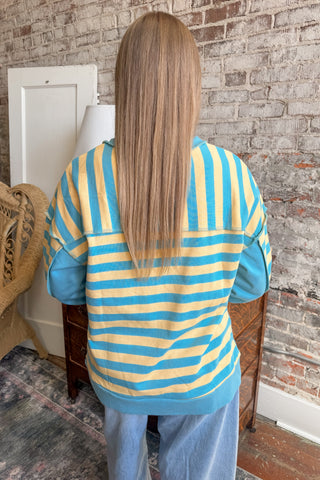 Golden Hour Striped Henley Sweatshirt