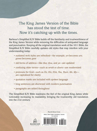 Rust and Stone Cross Barbour SKJV Large Print Bible