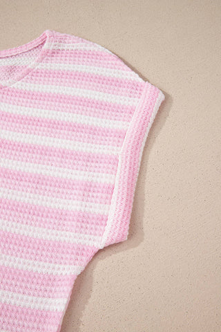 Baby Pink Waffle Knit Stripe Top
