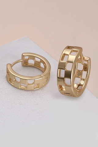 Checker Hoop Huggie Earrings (2 Colors)