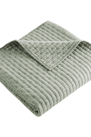 Cross Stitch Quilted Throw: Sage