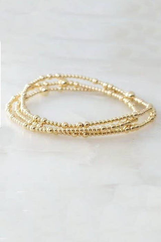 Gold Triple-Layer Beaded Bracelet Set