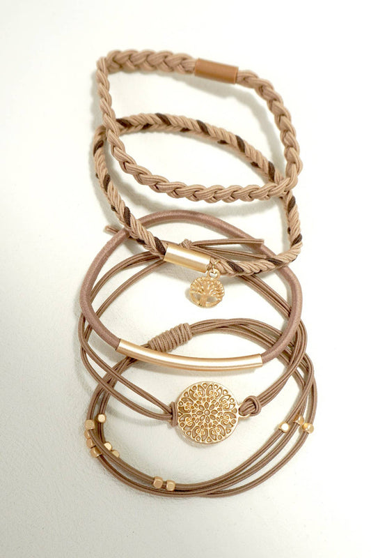 Brown Dual Function Bracelet and Hair Ties