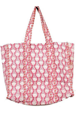 Pink Organic Reversible Quilted Tote Bag