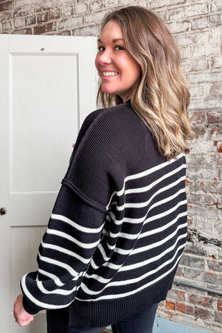 Black Oversized Striped Sweater