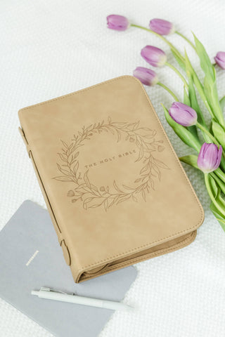 Floral Wreath Bible Cover Carrying Case